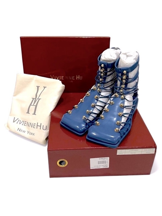 VHNY Shoes - Vivienne Hu VHNY Cobalt Leather Strappy Sandal Ankle Boots Size 7 (EU 37)